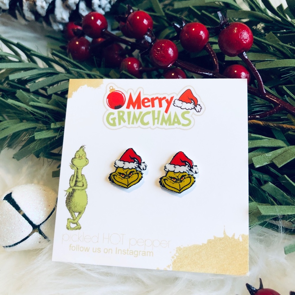 Grinch earring - holiday Christmas fashion
